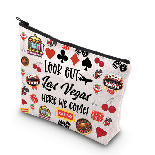 JNIAP Las Vegas Makeup Bag Las Vegas Gifts For Women Las Vegas Trip Gifts Las Vegas Travel Bag Las Vegas Vocation Gifts (look out las vegas)
