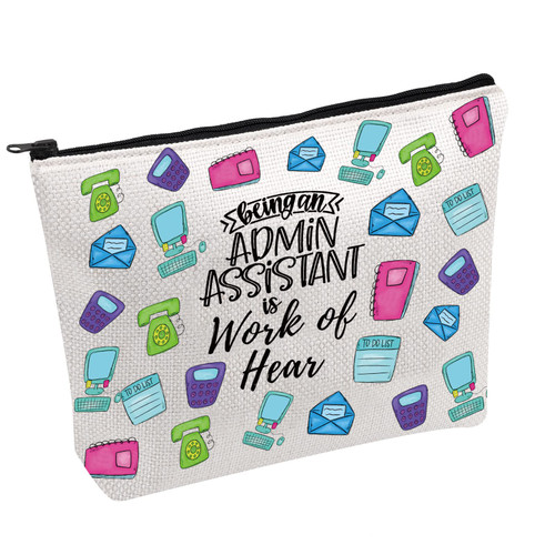 FOTAP Administrative Assistant Cosmetic Bag Secretary Makeup Bag Admin Assistant Appreciation Gift Receptionist Zipper Pouch Bag (ADMIN ASSISTANT)