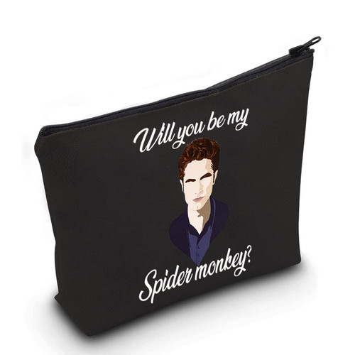 LEVLO Edward Quote Cosmetic Make Up Bag Movie Fans Gift Will You Be My Spider Monkey Edward Makeup Zipper Pouch Bag(Spider Monkey Black)