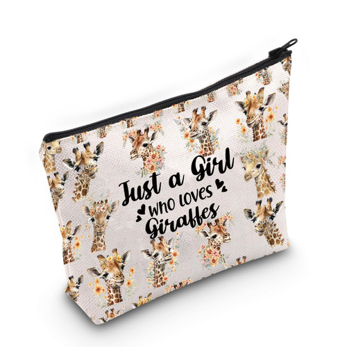 LEVLO Funny Giraffe Cosmetic Bag Animal Lover Gift Just A Girl Who Loves Giraffes Makeup Zipper Pouch Bag Giraffe Lover Gift (Giraffes)