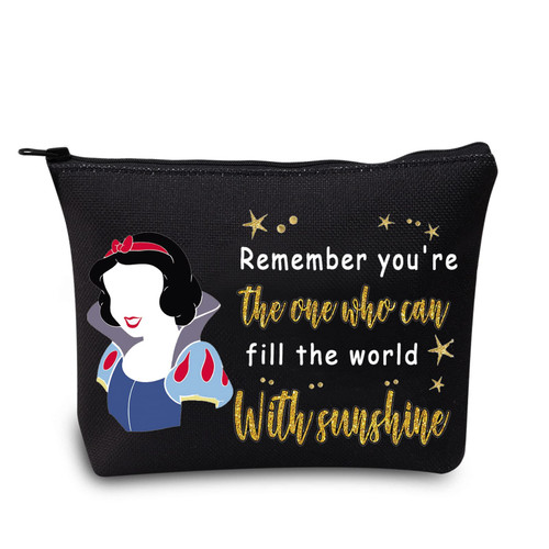 LEVLO Princess Cosmetic Make Up Bag Fairy Tales Fans Gift Remember You're The One Who Can Fill The World With Sunshine Makeup Zipper Pouch Bag (Remember You're Black) LEVLO Princess Cosmetic Make Up Bag Fairy Tales Fans Gift Remember You're The One Who Can Fill The World With Sunshine Makeup Zipper Pouch Bag (Remember You're Black)