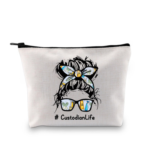 XYANFA Custodian Gift School Custodian Gift School Janitor Gift Janitor Appreciation Gift School Staff Makeup Bag Zipper Pouch (CustodianLife)