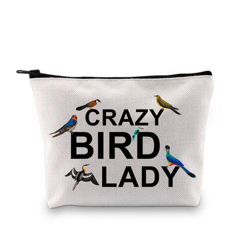 XYANFA Crazy Bird Lady Makeup Bag Birdwatching Gift Birdwatchers Gift Bird Lovers Gift Birder Zipper Pouch (Bird Lady)