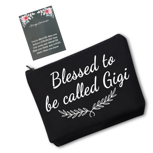 VAMSII Gigi Cosmetic Bag Gigi Gift for Grandma Nana Blessed To Be Called Gigi Grandmother Zipper Makeup Pouch (GIGI BAG-BL)