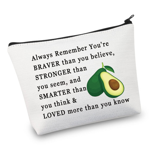 VAMSII Avocado Lover Gift Avocado Cosmetic Bag You Are Braver Than You Believe Inspirational Gift for Women Fruit Gift Makeup Travel Pouch (avocado bag) VAMSII Avocado Lover Gift Avocado Cosmetic Bag You Are Braver Than You Believe Inspirational Gift for Women Fruit Gift Makeup Travel Pouch (avocado bag)