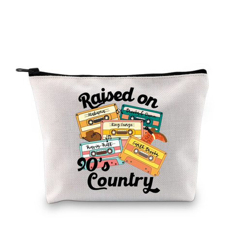 JXGZSO Music Mixtape Gift Raised On 90 Country Makeup Bag Classic Music Lover Gift Cassette Tape Bag 90s Gifts For Her JXGZSO Music Mixtape Gift Raised On 90 Country Makeup Bag Classic Music Lover Gift Cassette Tape Bag 90s Gifts For Her