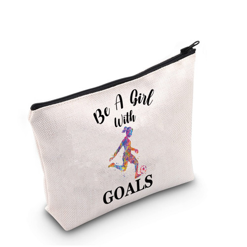 G2TUP Soccer Ball Lover Gift Be A G With Goals Makeup Bag Soccer Player Cosmetic Bag Soccer Team Gift Zipper Travel Bag