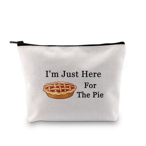 JXGZSO Pie Lover Gift I'm Just Here For The Pie Cosmetic Bag Thanksgiving Themed Gift Pumpkin Pie Makeup Bag Foodie Gift