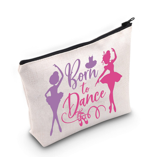 WZMPA Dancer Cosmetic Makeup Bag Dance Lover Gift Born To Dance Makeup Zipper Pouch Bag For Dance Team Dance Teacher (Born To Dance)