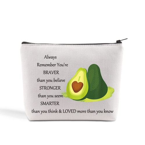 LEVLO Funny Avocado Cosmetic Make up Bag Avocado Lover Inspired Gift Avocado You Are Braver Stronger Smarter Than You Think Makeup Zipper Pouch Bag (Avocado Bag) LEVLO Funny Avocado Cosmetic Make up Bag Avocado Lover Inspired Gift Avocado You Are Braver Stronger Smarter Than You Think Makeup Zipper Pouch Bag (Avocado Bag)