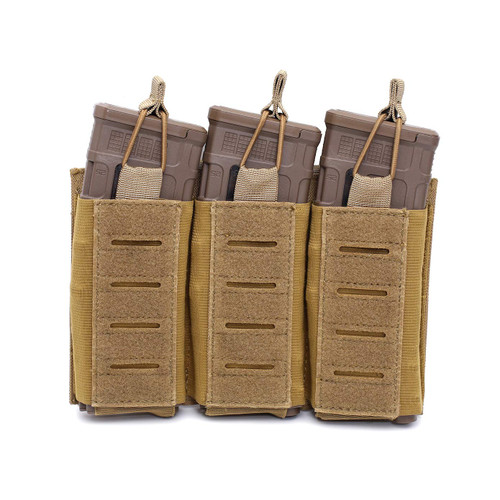 Tripple Mag Pouch Molle Open-Top Tripple Magazine Pouch for M4/M16/AR/AK Rifle Magazines (Tan)
