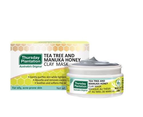 Thursday Plantation Tea Tree And Manuka Honey Clay Mask to Cleanse, Soothe, and Soften Oily Acne-prone Skin 3.5 oz.