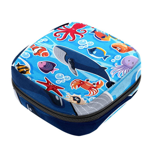 Many Sea Animals Makeup Bag Zipper Pouch Travel Cosmetic Organizer for Women and Girls