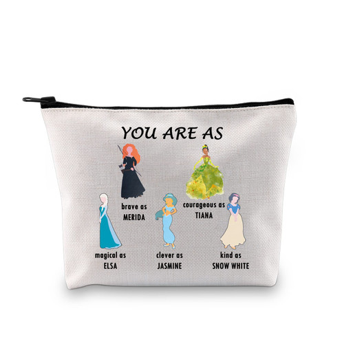 G2TUP Princess Cosmetic Make Up Bag Fairy Tales Fans Gift Fairy Tales Makeup Zipper Pouch for Lover (Princess Makeup bag)