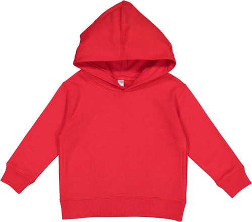 RABBIT SKINS Toddler Fleece Long Sleeve Hooded Pullover Sweatshirt with Side Seam Pockets, Red, 2T