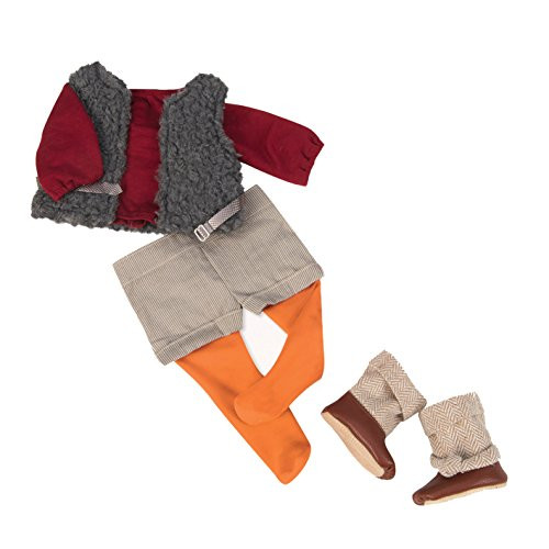Our Generation Dolls Red My Mind Striped Shorts with Fur Vest Outfit for Dolls, 18"