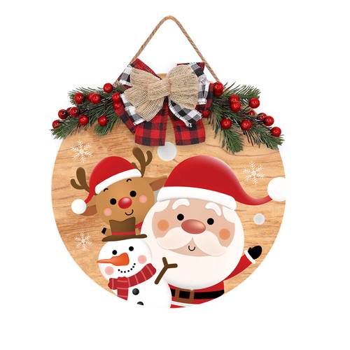 Merry Christmas Decorations Wreath, Merry Christmas Sign Front for Door Decoration, Rustic Wooden Holiday Decor for Front Door Porch Window Wall Farmhouse Indoor Outdoor Decorations