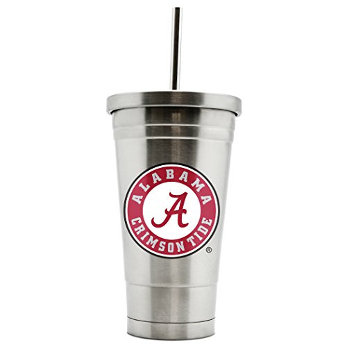 NCAA Alabama Crimson Tide 17oz Double Wall Stainless Steel Thermo Tumbler with Straw NCAA Alabama Crimson Tide 17oz Double Wall Stainless Steel Thermo Tumbler with Straw