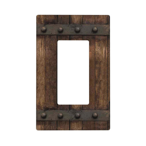 Farmhouse Brown Wood Print 1 Gang Single Rocker Light Switch Cover Decorative Plastic Rustic Switch Plate Covers Wall Plates Electrical for Bathroom Bedroom Kitchen Decor 4.50 x 2.76