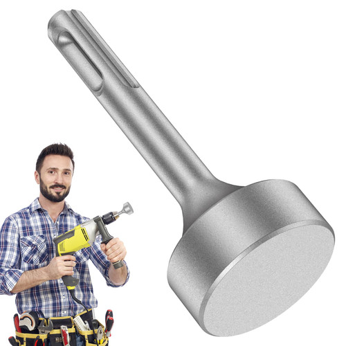 Ihvewuo SDS Plus Ground Rod Driver, 85mm Heavy Duty Steel Drill Bit Driver Wear Resistant Wide Compatibility Ground Rod Bits Socket for Rotary Hammer Drill Grounding Rods(Flat,Silver)