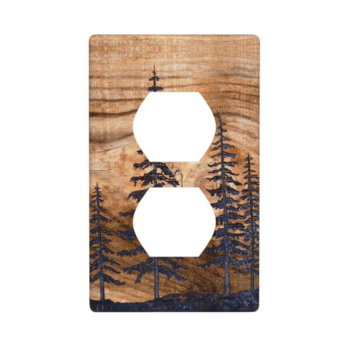 Rustic Pine Tree Wood Grain Light Switch Cover Duplex Outlet Covers Brown Farmhouse Decorative Wall Plate Electric Faceplate For Kitchen Bedroom Bathroom (Plastic)