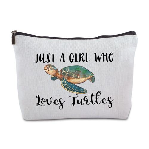 Sea Turtle Gifts for Women Just a Who Loves Turtles Zipper Travel Cosmetic Bag Birthday Christmas Gifts for Turtle Lover Animal Lover