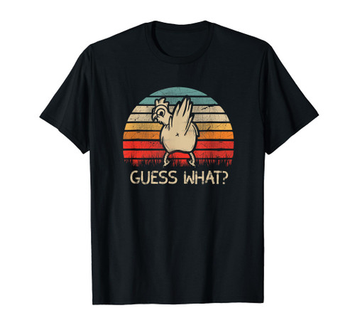 Retro Vintage Guess What Chicken Butt Funny T-Shirt