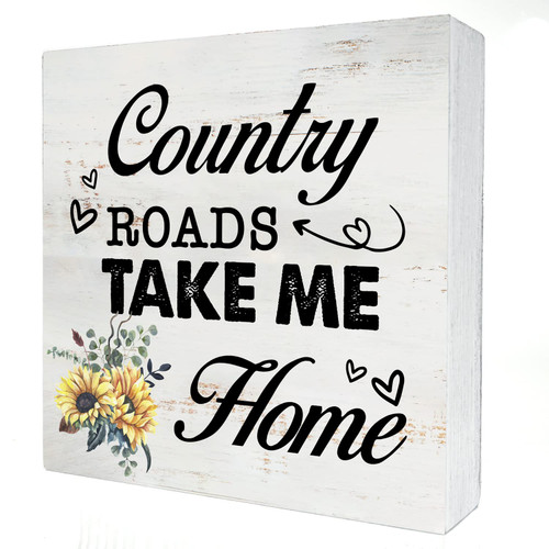 Country Roads Take Me Home Wood Box Sign Home Decor Rustic Farmhouse Wooden Box Sign Block Plaque for Wall Tabletop Desk Home Decoration 5" x 5" Country Roads Take Me Home Wood Box Sign Home Decor Rustic Farmhouse Wooden Box Sign Block Plaque for Wall Tabletop Desk Home Decoration 5" x 5"