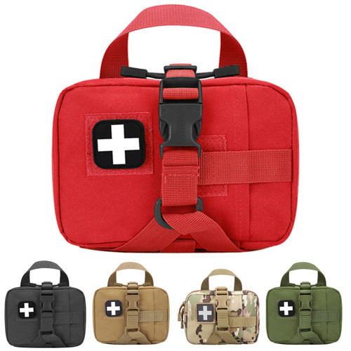 Red Molle First Aid Pouch, Molle Ifak Pouch Rip Away, Tactical Duty Belt EMT Medical Pouches for Camping Hiking Travel