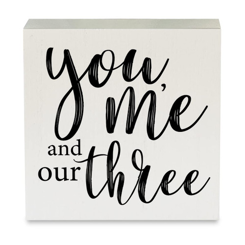 Country Father Mother Wood Box Sign Rustic You and Me Our Three Wooden Box Sign Decorative Sign Block Plaque for Home Desk Table Shelf Decor 5"x 5"