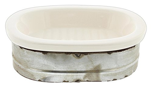 Park Hill Ceramic Soap Dish in Galvanized Metal Basin