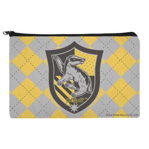 GRAPHICS & MORE Harry Potter Hufflepuff Plaid Sigil Makeup Cosmetic Bag Organizer Pouch