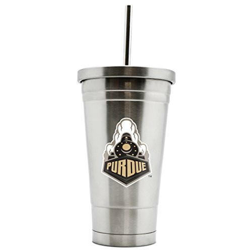NCAA Purdue Boilermakers 17oz Double Wall Stainless Steel Thermo Tumbler with Straw