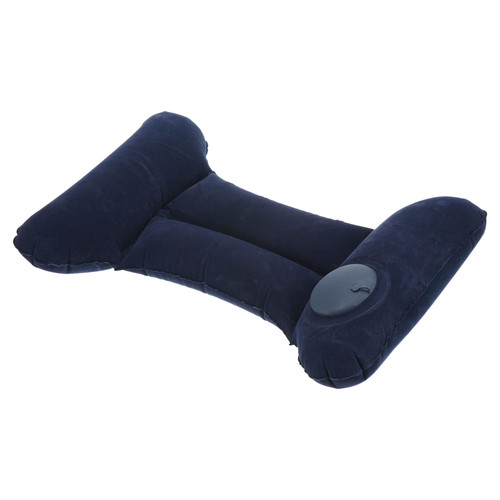 PATIKIL Inflatable Travel Pillow, Lumbar Support Travel Flights Cushion Flocked Air Pillow for Airplane Train Office, Navy Blue