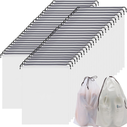 xlehoely 50 Pack Shoe Bags for Travel,Large Clear Shoes Storage Organizers Pouch with Rope for Men and Women,Transparent Travel Shoe Bags for Packing,Waterproof Drawstring Dust Bags Shoe Storage Bag xlehoely 50 Pack Shoe Bags for Travel,Large Clear Shoes Storage Organizers Pouch with Rope for Men and Women,Transparent Travel Shoe Bags for Packing,Waterproof Drawstring Dust Bags Shoe Storage Bag
