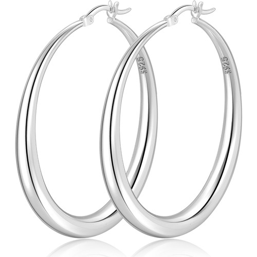 PABBEU S925 Sterling Silver Hoop Earrings Large Silver Hoop Earrings for Women Hypoallergenic Lightweight Big Thick Silver Hoop Earrings for Women Girls 35/40/50/60/70mm PABBEU S925 Sterling Silver Hoop Earrings Large Silver Hoop Earrings for Women Hypoallergenic Lightweight Big Thick Silver Hoop Earrings for Women Girls 35/40/50/60/70mm