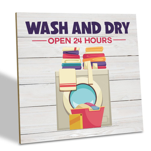 Laundry Room Decor, Wood Plaque Table Art Sign, Home Vintage Laundry Room Sign, Farmhouse Laundry Table Decor, Laundry Room Wooden Sign, Bathroom Laundry Room Decor, Wash and Dry Open 24 Hours Sign