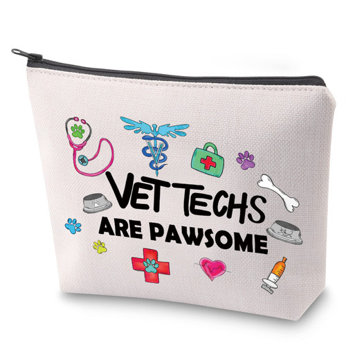 ZJXHPO Veterinarian Survival Kit Vet Tech Cosmetic Bag Veterinary Toiletry Bag Vet Techs Are Pawsome Makeup Bag With Zipper (vet tech pawsome) ZJXHPO Veterinarian Survival Kit Vet Tech Cosmetic Bag Veterinary Toiletry Bag Vet Techs Are Pawsome Makeup Bag With Zipper (vet tech pawsome)