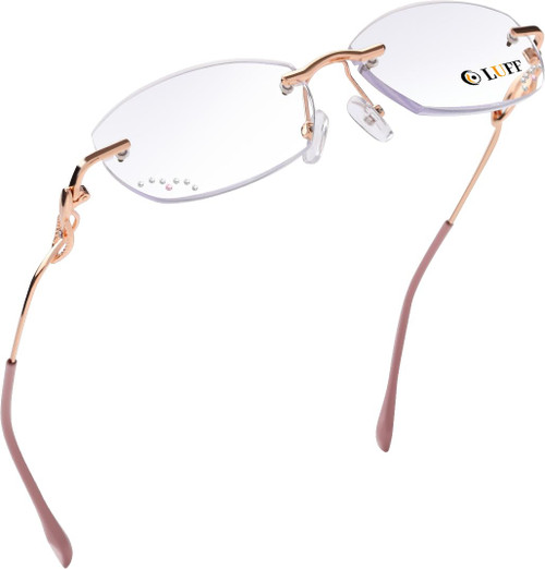 LUFF Anti-Blue Light Rimless Reading Glasses for Women,Stylish Frameless Reading Glasses Diamond Cut Edge Lens,Lightweight Metal Computer Readers,Anti Eyestrain, Diamond Cut Edge Lens(1.5X) LUFF Anti-Blue Light Rimless Reading Glasses for Women,Stylish Frameless Reading Glasses Diamond Cut Edge Lens,Lightweight Metal Computer Readers,Anti Eyestrain, Diamond Cut Edge Lens(1.5X)