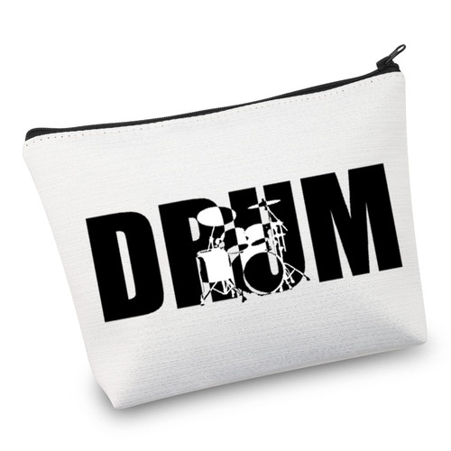 VAMSII Drum Makeup Bag Drummer Gift Percussion Gift Drum Player Gift Musician Drumming Lover Cosmetic Zipper Travel Pouch(drum bag)
