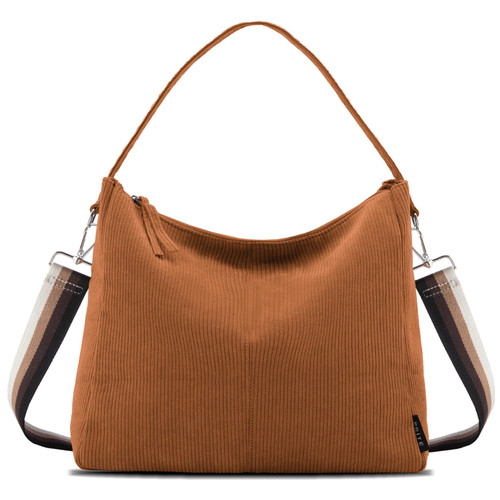 Prite Women Corduroy Tote Bags with Zipper, Casual Shoulder Bag Handbags with Adjustable Strap,Hobo Crossbody Bag for Work,Travel