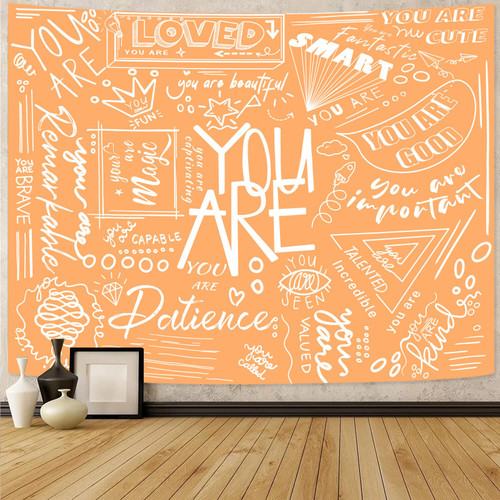 Fungarth Quote You Are Tapestry Orange Classroom Kids Tapestries Wall Hanging Inspirational Positive Saying Aesthetic Tapestry for Bedroom Living Room Dorm (44.00" x 60.00", Orange) Fungarth Quote You Are Tapestry Orange Classroom Kids Tapestries Wall Hanging Inspirational Positive Saying Aesthetic Tapestry for Bedroom Living Room Dorm (44.00" x 60.00", Orange)