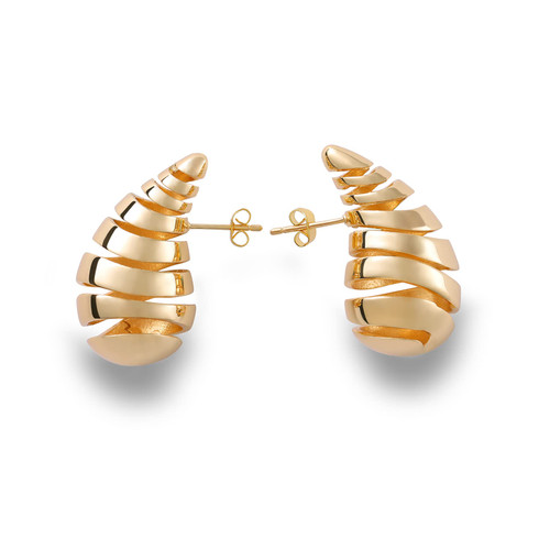 Apsvo Earring Dupes Chunky Gold Hoop Earrings for Women Girls, Gold Plated Lightweight Drop Dangle Teardrop Waterdrop Earrings Trendy Fashion Hypoallergenic Jewelry (Spiral-Gold)