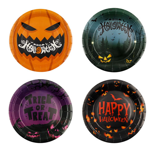 truesion 60 Pcs Halloween Paper Plates,9 Inch Halloween Dinner Plates,Halloween Disposable Plates,Pumpkin Ghost Paper Plates for Halloween Party Supplies and Decorations