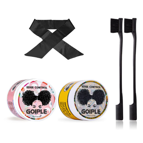 Goiple Edge Control Wax for Women Strong Hold Non-greasy Edge Smoother Pink 1Pack and Yellow 1Pack 4oz with Brush 2Pcs and Scarf Goiple Edge Control Wax for Women Strong Hold Non-greasy Edge Smoother Pink 1Pack and Yellow 1Pack 4oz with Brush 2Pcs and Scarf