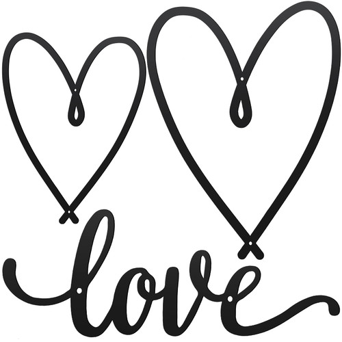 Hotop Love Wall Decor 3 Pieces Love Heart Wall Decor Set Black Love Word Art Metal Rustic Decor Heart Shaped Metal Wall Ornaments Hanging Letter Sign Metal Love Heart Wall Art for Bedroom Living Room