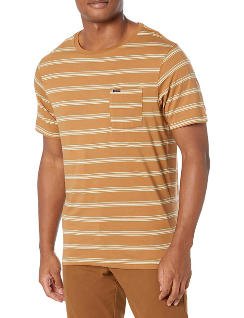 Volcom Men's Regular Ayers Crew Striped Shirt, Tobacco, Small