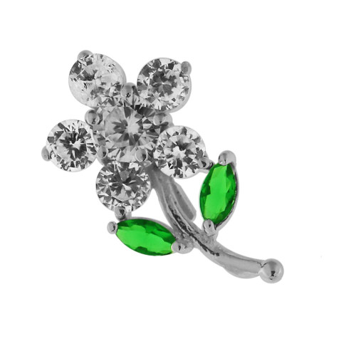 AtoZ Piercing Clear CZ Stone Flower Tree 925 Sterling Silver Pendant