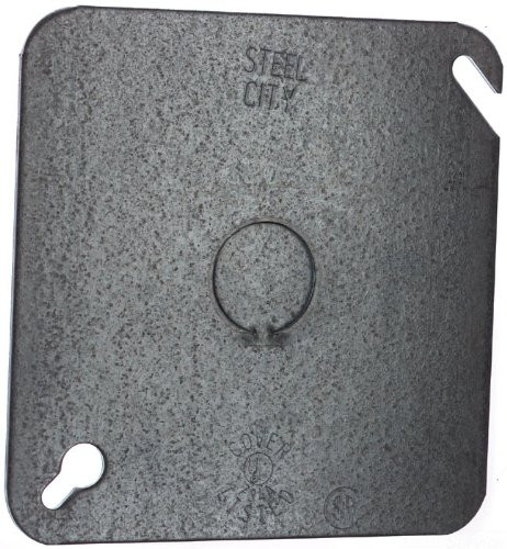 Steel City 52C6 Outlet Box Cover, Square, Flat, 4-Inch, Galvanized, 50-Pack