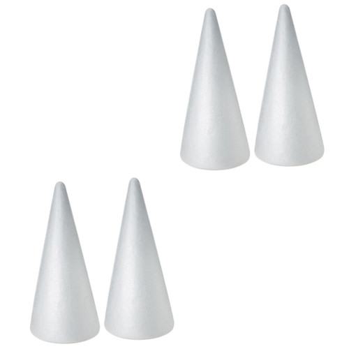 SEWACC 4 pcs Foam Craft Cone Shaped Cone Crafts Foam DIY Cone DIY Christmas Tree Mold Holiday Foam Craft Supplies Foam Beads Tree Foam Cone DIY Foam Child Fountain Flowers White